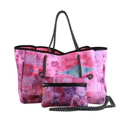 neoprene beach bag with purse