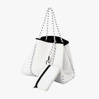 neoprene medium size tote bags in white color